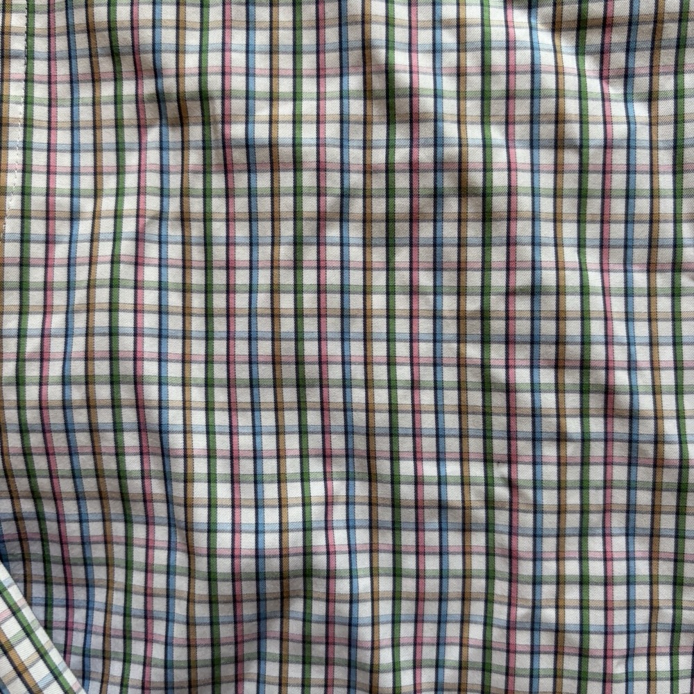 Peter Millar Long Sleeve Dress Shirt Men's M Plaid 100% Cotton Multicolor Cream - Picture 11 of 11